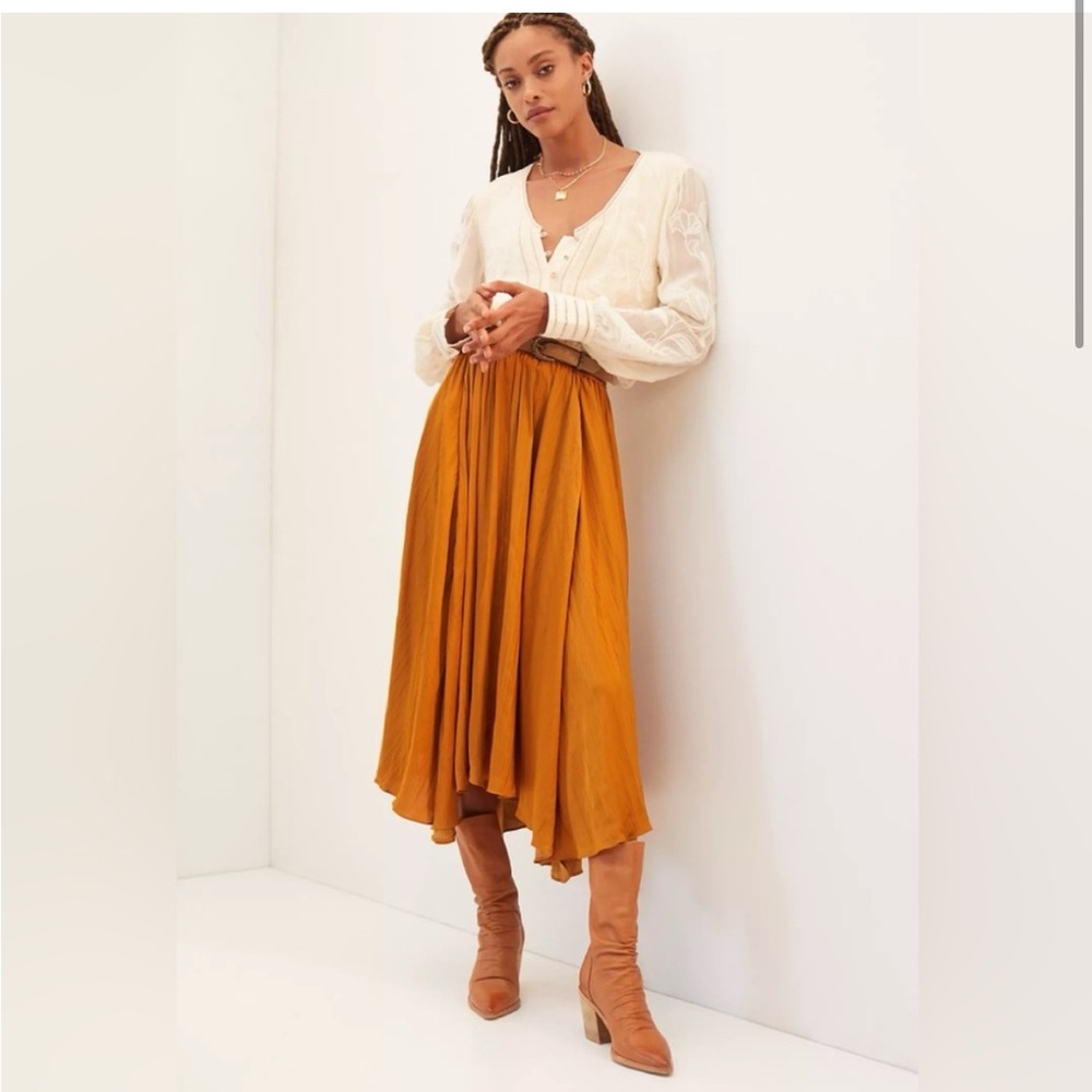 By Anthropologie Sleek A-Line Skirt in Copper